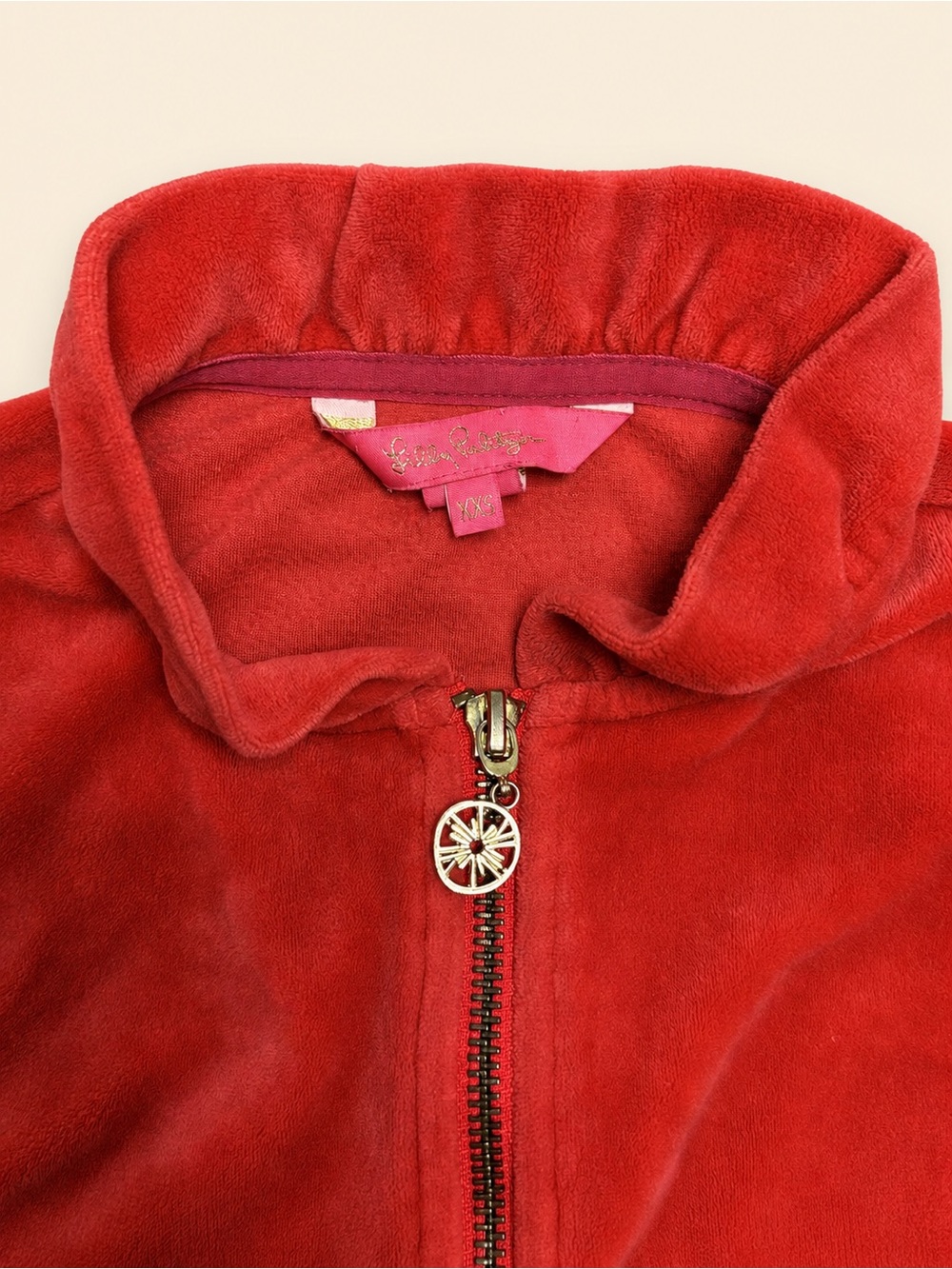 Lilly Pulitzer Red Velour Zip Jacket - Picture 3 of 5